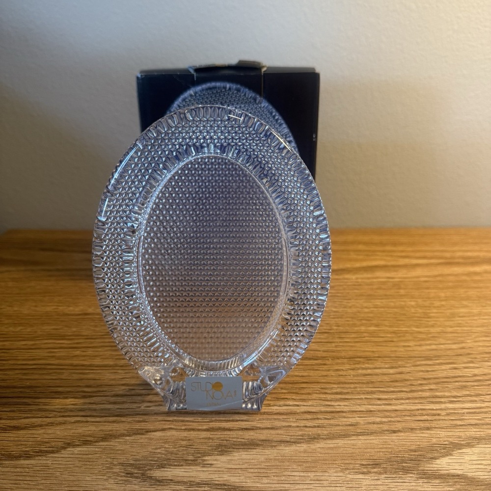 Clear Glass Oval Picture Frame‎ Heavy Textured Self Standing Studio Nova